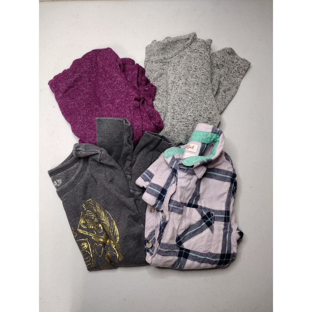 Girls Long Sleeve Top Lot Cat & Jack Mudd Plaid Flannel Thermal Hoodie Size 7/8